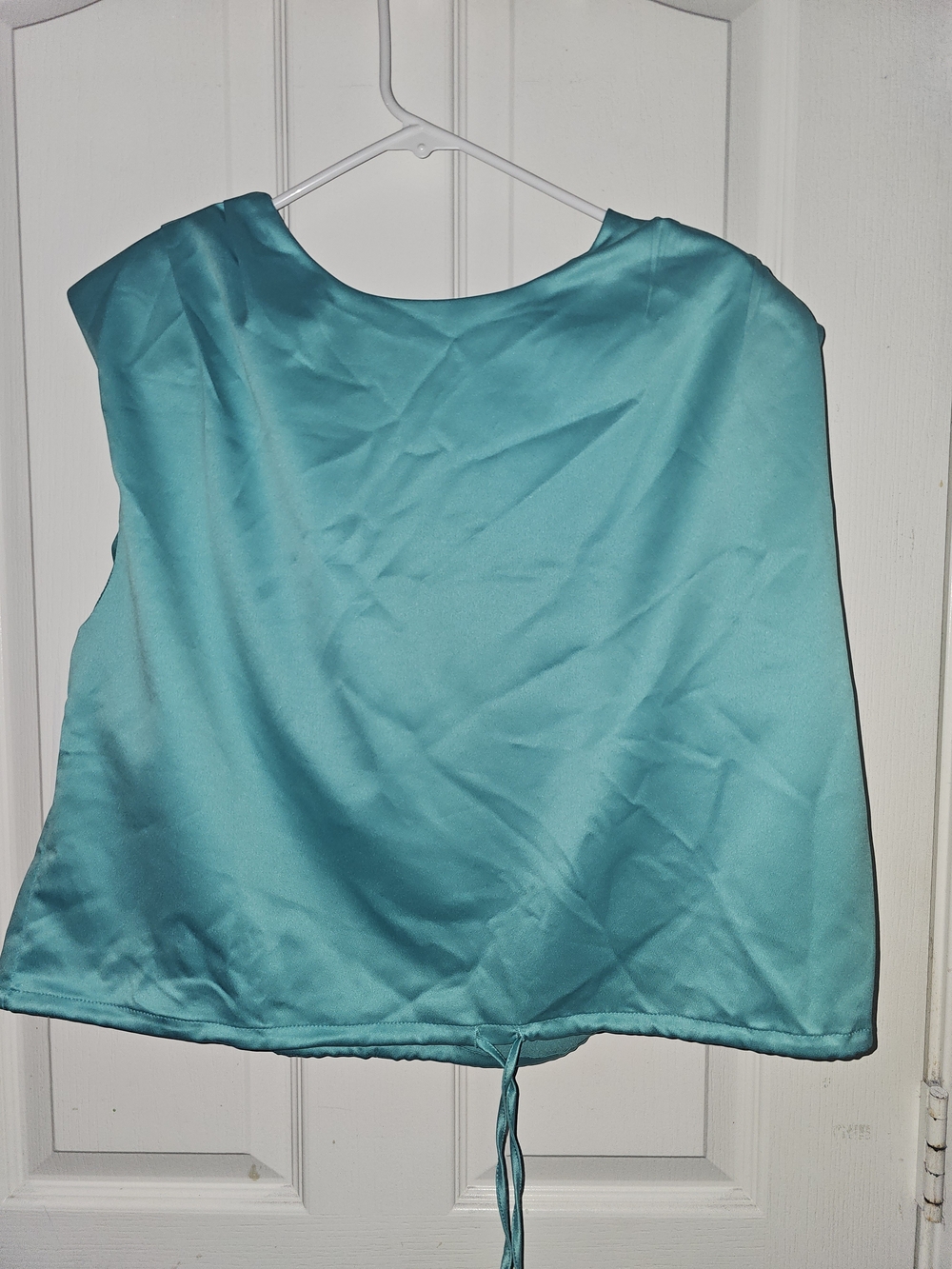 glam Teal Satin Crop Top